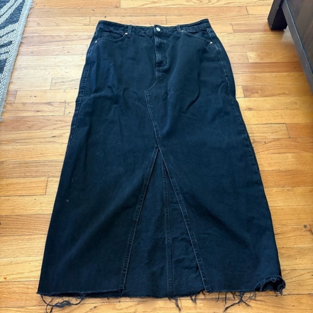 River Island Black Denim Maxi Skirt Size 16